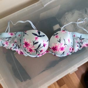 Blue floral PINK bra